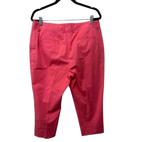 Lafayette 148 Cropped Coral Pink Pants Size 12 Spandex Stretch Barbie Core - Picture 3 of 13